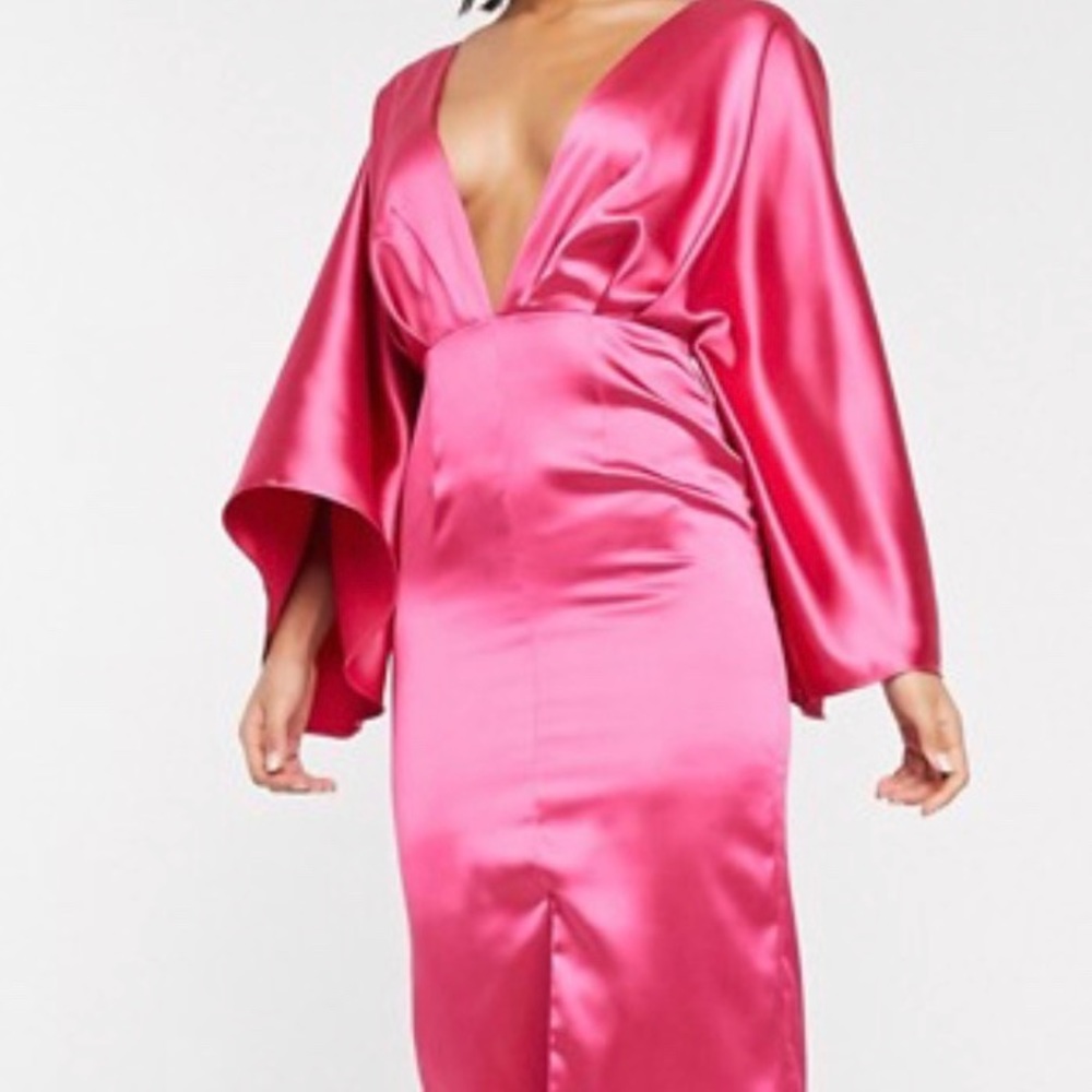 ASOS pink satin kimono dress. NWT